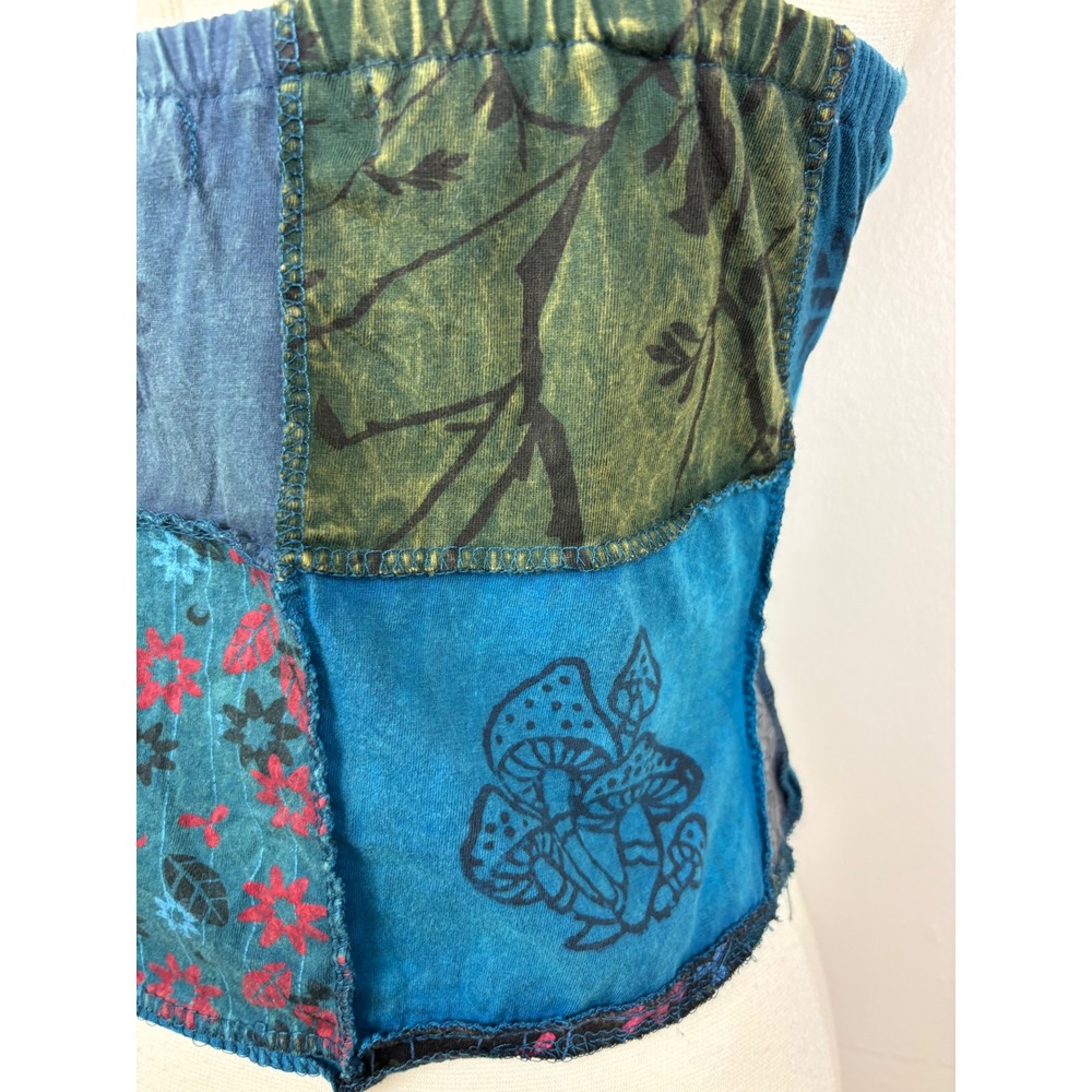Kathmandu Imports Cropped Patchwork Tank Top Cami Size S Mushrooms Floral Hippie - Picture 9 of 12